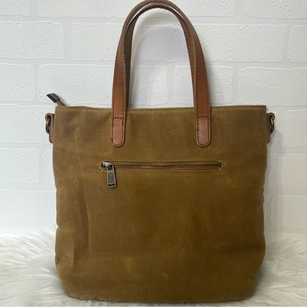 Lee Montana X Denim Waxed Canvas Tan Tote Bag Water Resistant Leather Trim